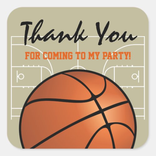 Kids Basketball Birthday Party Square Sticker