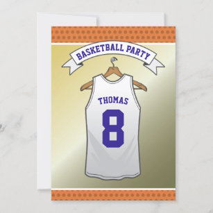 Kids Basketball Birthday Party   White Jersey Invitation