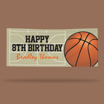Kids Basketball Court Birthday Party Banner by special_stationery at Zazzle