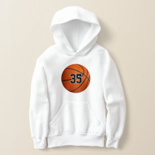 kids basketball hoodie with custom jersey number