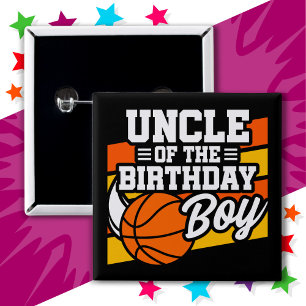 Kids Basketball Party Uncle of the Birthday Boy Button