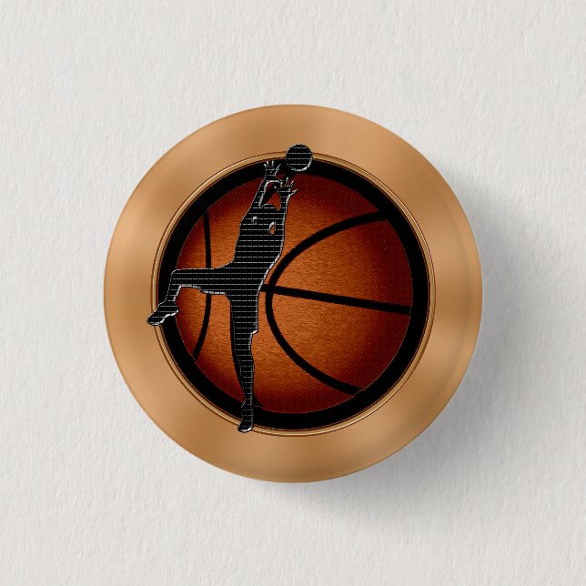 Kids Basketball Pins, Basketball Party Favors Pinback Button (Front)