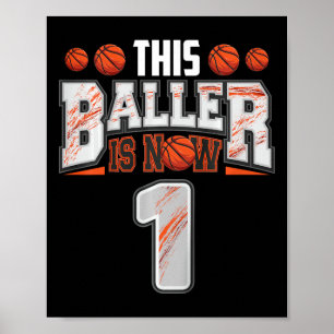 Kids Basketball player 1 Years Old Boy Basketball Poster