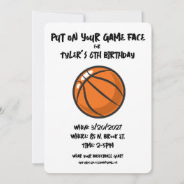 Kids Basketball Sports Birthday Party Invitation