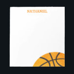 Kids Basketball Sports Personalized Orange Cool Notepad<br><div class="desc">Kids Basketball Sports Personalized Orange Cool Note Pad. Customize these fun sports themed pad of paper with your child's name at the top in bright orange font. A rustic vintage orange and black basketball on the bottom of the post it note adds a fun sporty touch. Great for basketball fans,...</div>