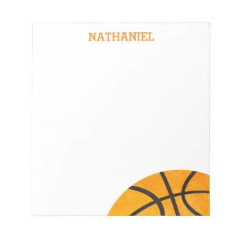 Kids Basketball Sports Personalized Orange Cool Notepad by LilPartyPlanners at Zazzle