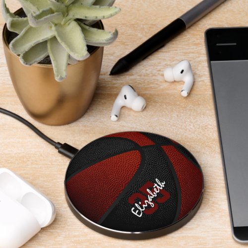 kids basketball team colors maroon black wireless charger 