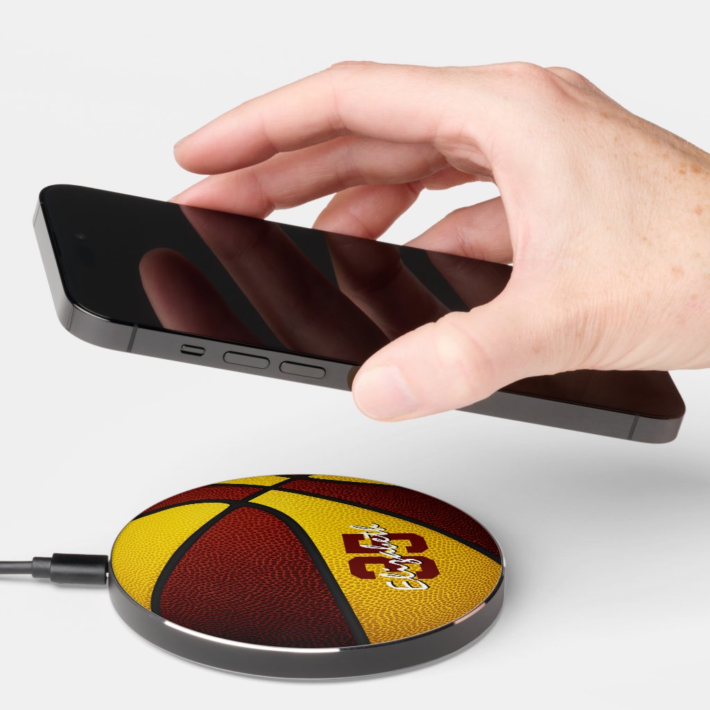 kids basketball team colors maroon gold wireless charger