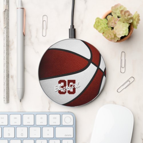 kids basketball team colors maroon white wireless charger 