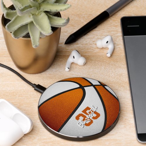 kids basketball team colors orange white wireless charger 