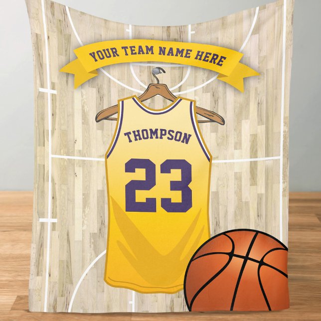 Kids Basketball Team, Name and Number Fleece Blanket (Creator Uploaded)