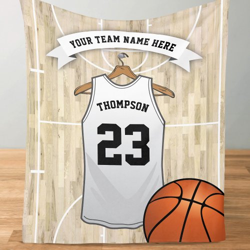 Kids Basketball Team Name and Number Fleece Blanket