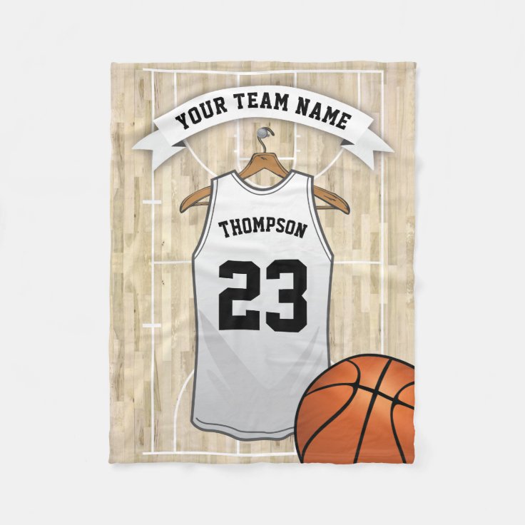 Kids Basketball Team, Name and Number Fleece Blanket Zazzle