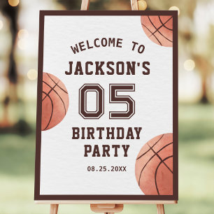 Kids Basketball Watercolor Birthday Party Foam Board