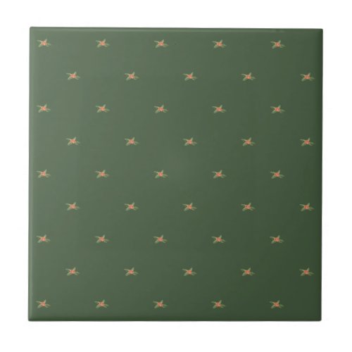 Kids bathroom Cute giraffe floral olive green Cera Ceramic Tile