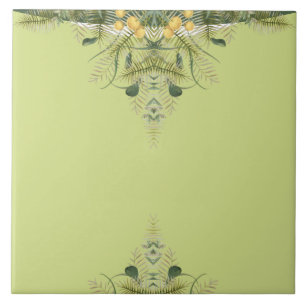 Kids bathroom Cute giraffe floral olive green Ceramic Tile