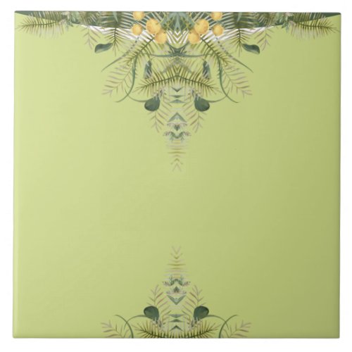 Kids bathroom Cute giraffe floral olive green Ceramic Tile