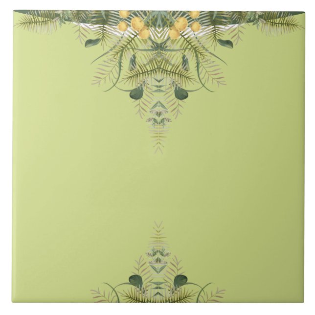 Kids bathroom Cute giraffe floral olive green Ceramic Tile (Front)