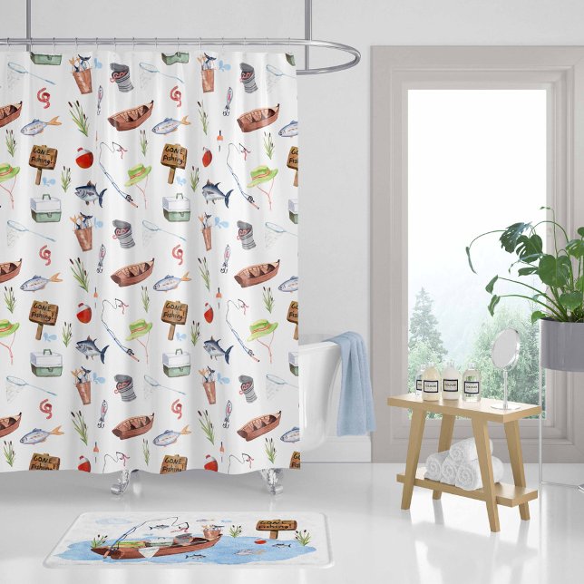 Kids bathroom decor, Fishing Shower Curtain (Creator Uploaded)
