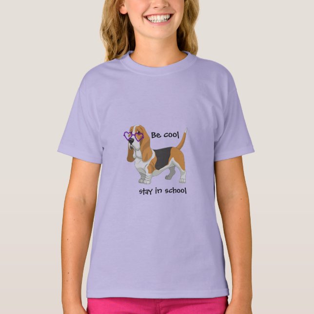 Kid's Be Cool Stay in School Basset Hound Shirt (Front)