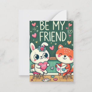 Kids Be My Friend Valentines Day  Note Card