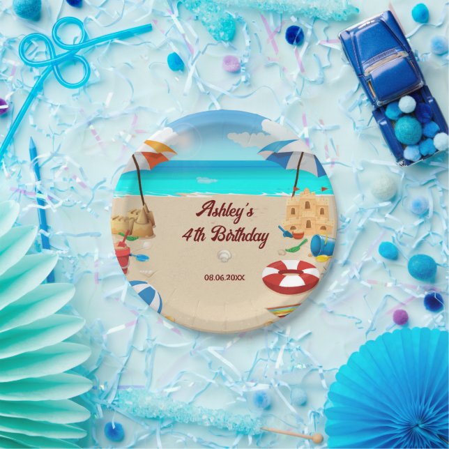 Kid's Beach Birthday Party  Paper Plates (Party)