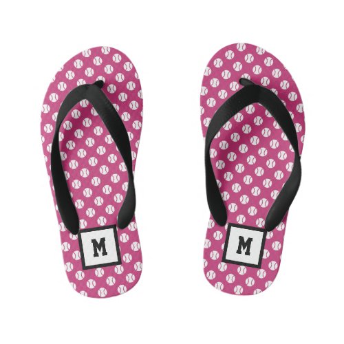 Kids beach flip flops with tennis ball print