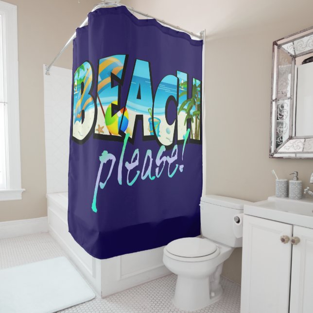 Kids Beach Please! Shower Curtain (In Situ)