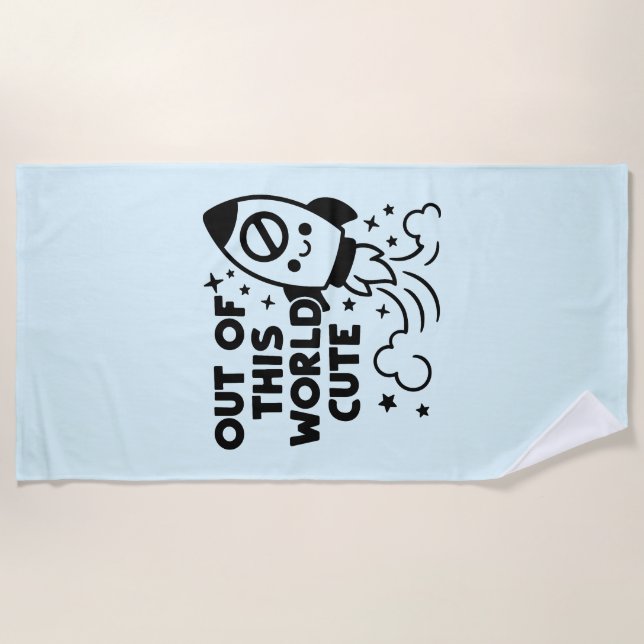 Kids' Beach Towel - Colorful Kawaii Rocket (Front)