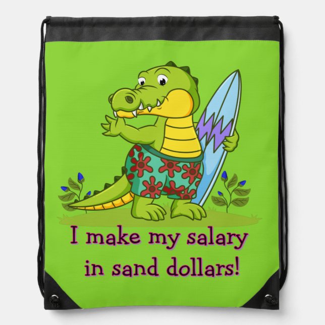 Kids Beachy Alligator   Drawstring Bag (Front)