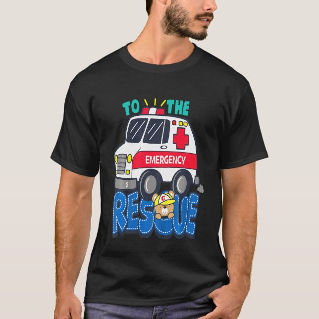 Kids Bear Ambulance Vehicle Lights Sirens Rescue C T-Shirt (Front)