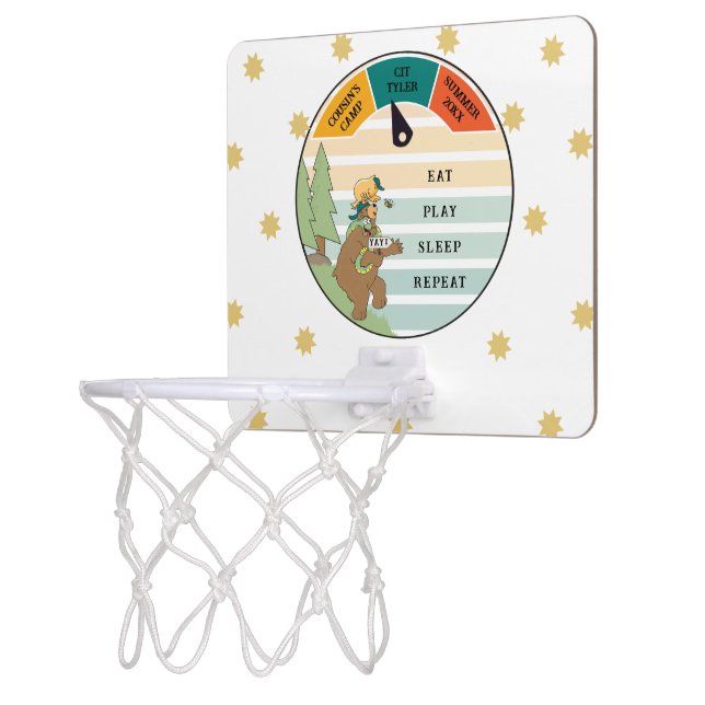 Kid's Bear, Owl, Snake Camp Personalize Mini Basketball Hoop (Left)