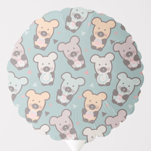 Kids Bears and Donuts Pattern Balloon (Front)