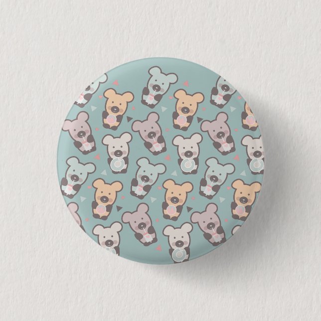 Kids Bears and Donuts Pattern Button (Front)