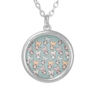 Kids Bears and Donuts Pattern Silver Plated Necklace