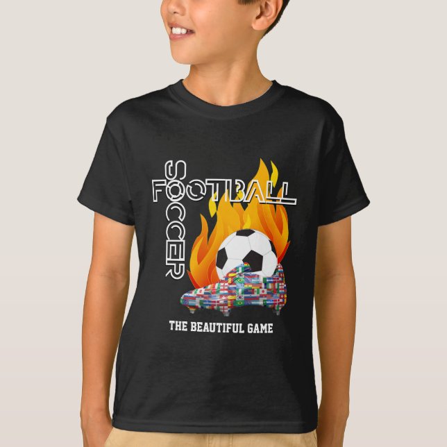 Kids Beautiful Game World FOOTBALL SOCCER T-Shirt (Front)
