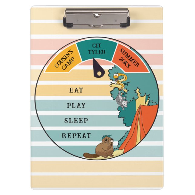 Kid's Beaver, Opossum, Snake Camp Personalize Clipboard (Front)