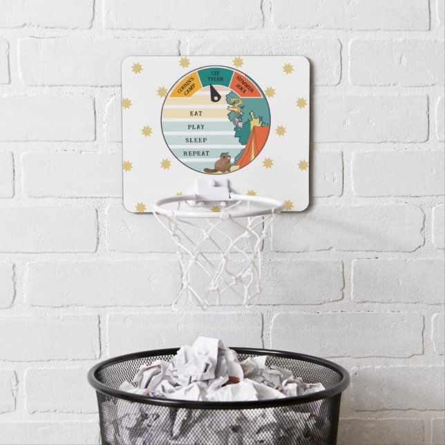 Kid's Beaver, Opossum, Snake Camp Personalize Mini Basketball Hoop (In Situ)