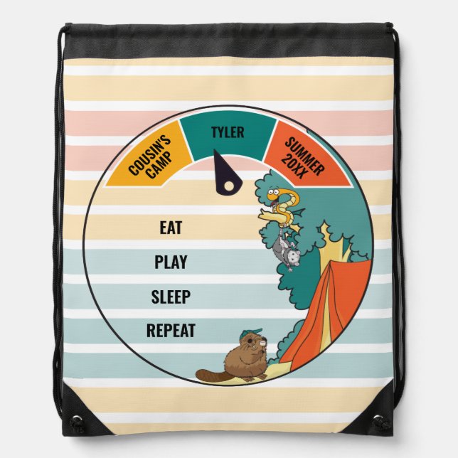 Kid's Beaver Snake Opossum Summer Camp Drawstring Bag (Front)