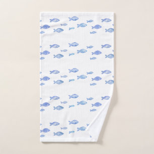 Kid's bedroom baby blue sea fish  hand towel 