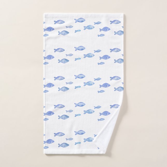 Kid's bedroom baby blue sea fish  hand towel  (Hand Towel)