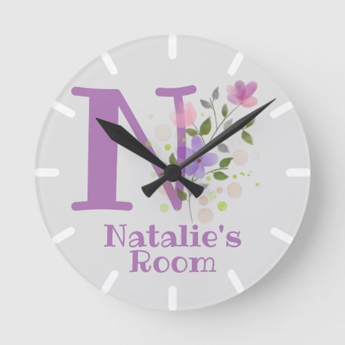 Kids Bedroom Clock with Name  Initial