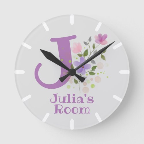 Kids Bedroom Clock with Name  Initial