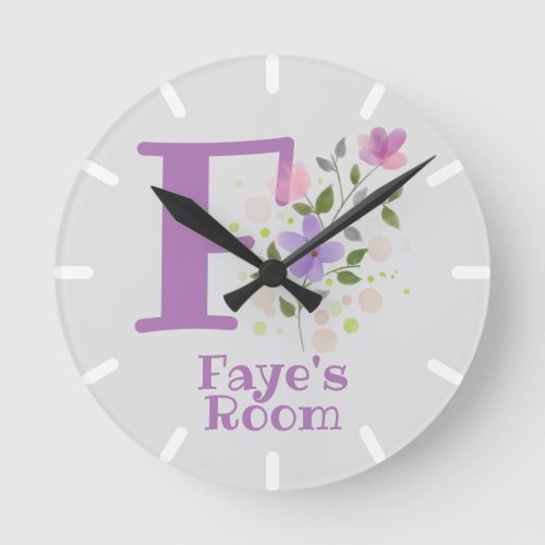 Kids Bedroom Clock with Name  Initial