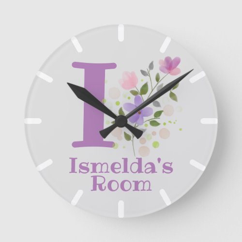 Kids Bedroom Clock with Name  Initial