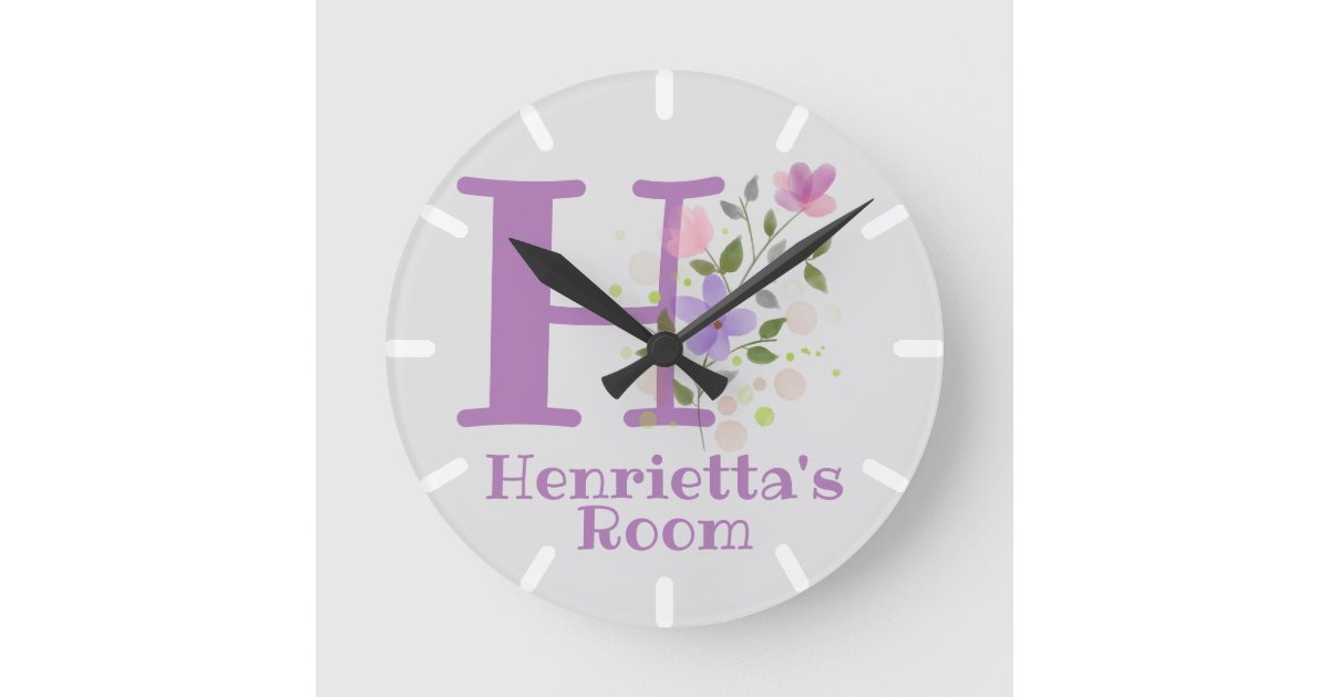 Kids Bedroom Clock with Name & Initial Zazzle