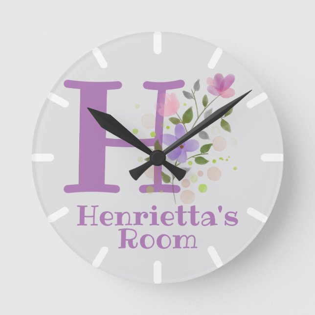 Kids Bedroom Clock with Name & Initial (Front)