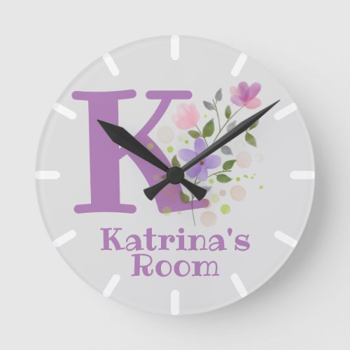 Kids Bedroom Clock with Name  Initial