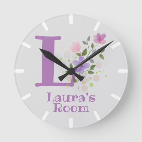 Kids Bedroom Clock with Name  Initial