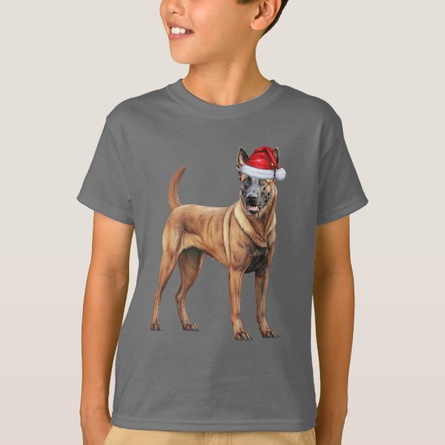 Kids Belgian Malinois Dog Lover Funny Christmas T-Shirt (Front)
